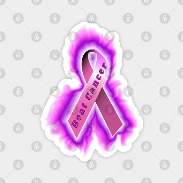 pink breast cancer ribbon Magnet by DrewskiDesignz