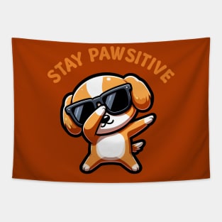 Stay Pawsitive Cute Dabbing Doggo - Pets Tapestry