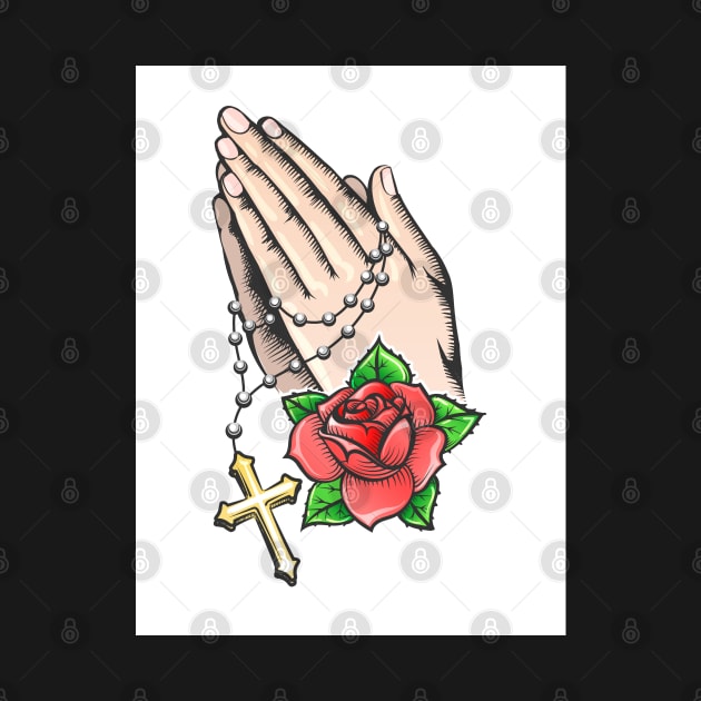 Praying Hands with Chain and Big Cross by devaleta