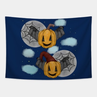 Funny pumpkin bat Tapestry