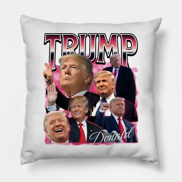 Trump Bootleg, Retro 90s Trump Black Band, Trump 2024 Pillow by thavylanita