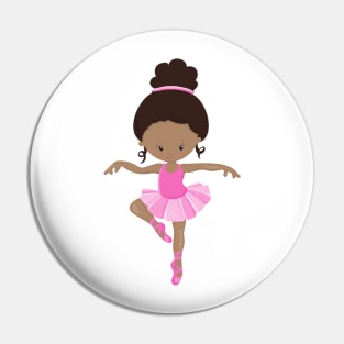 African American Ballerina, Ballet Girl, Pink Tutu Pin