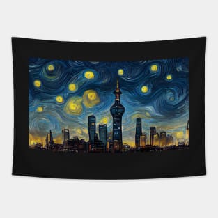 Pearl Tower, Shanghai like starry night Tapestry