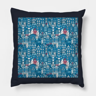 Seamless pattern, Amsterdam typical dutch houses Pillow