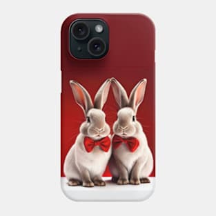 Adorable Rabbits in Red Bows - Cute Animal Print for Bunny Lovers Phone Case