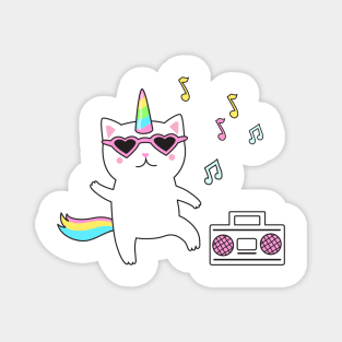 Cute Caticorn Rainbow Music Unicorn girl Magnet