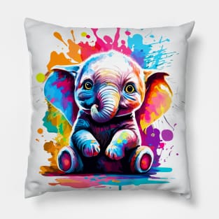 Little Elephant - Cute Baby Elephant Colourful Pillow