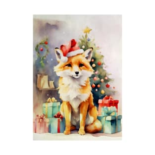 Watercolour Christmas Fox T-Shirt