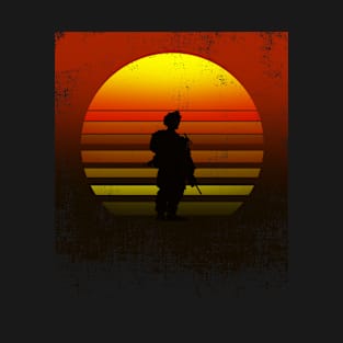 Retro Vintage Distressed Soldier Silhouette Red Sunset Military - Remember Everyone Deployed - USA Army T-Shirt