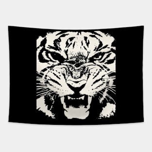 Tiger Vector Artistic White Face Cut Out Tapestry