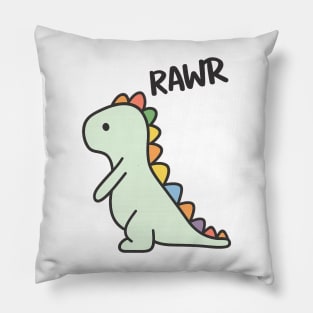 Rawr Cute Dino Rainbow Spikes Cartoon Design Pillow