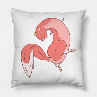 Whimsical Strawberry Weasel Illustration Pillow