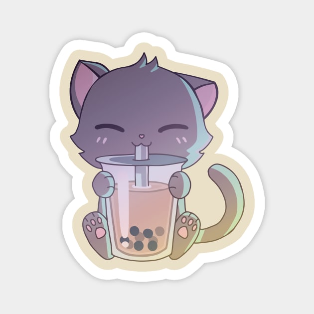 Hazy Bubble Tea Kitty Magnet by emiliapapaya