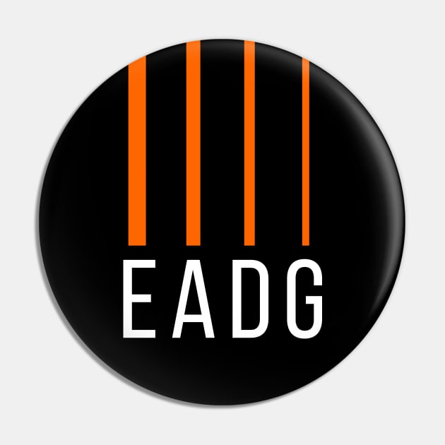 Bass Player Gift - EADG 4 String - Orange Pin by Elsie Bee Designs