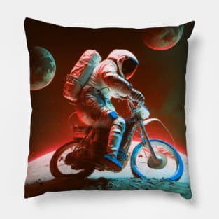 Astronaut riding bike in space | astronaut bike helmet Pillow