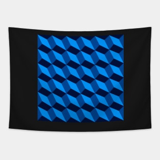 3d Cube Pattern Blue Platonic Solids Tapestry