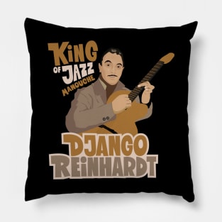 Django Reinhardt: A Jazz Guitar Legend Brought to Life with this Captivating Illustration. Pillow