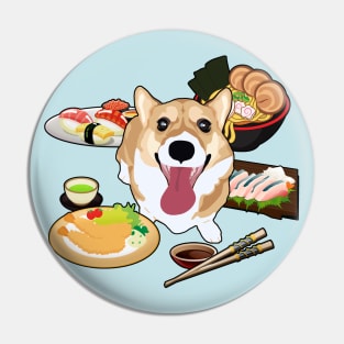 Japanese Food Corgi Pin