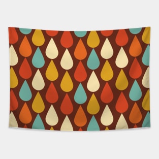 Warm Retro Colors Raindrop Pattern Tapestry