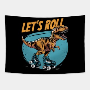 Funny Allosaurus On Roller Skates Design Tapestry