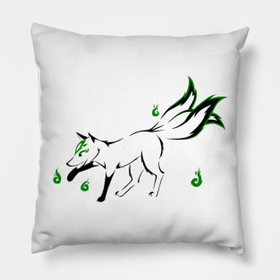 Kitsune (green) Pillow