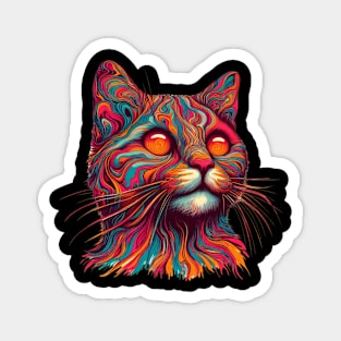 trippy psychedelic cat art Magnet
