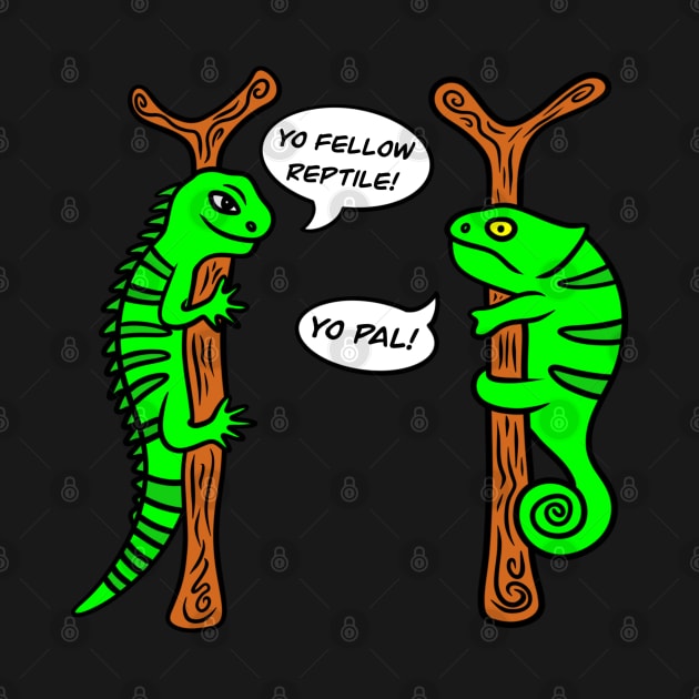 Funny Iguana and Chameleon by Andrew Hau