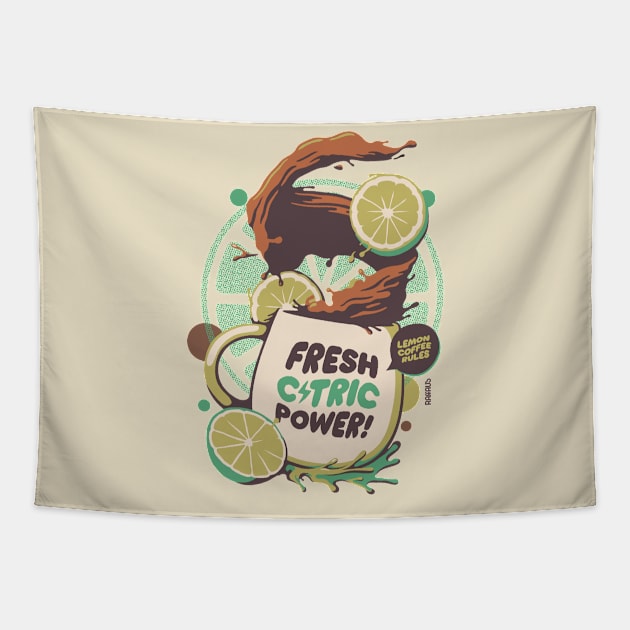 Lemon Coffee Splash Caffeine Lover Tapestry by raffaus