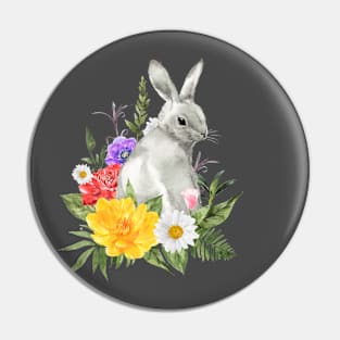 Cute bunny with flowers Pin