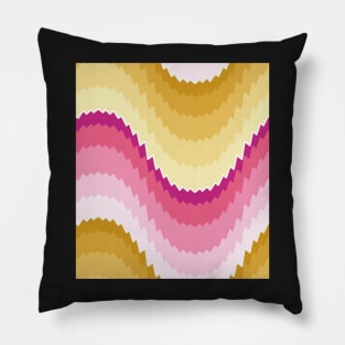 Bargello waves pattern pink and golden Pillow