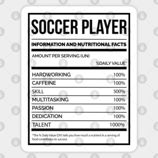 Awesome And Funny Nutrition Label Soccer Saying Quote For A Birthday Or Christmas - Soccer - Sticker