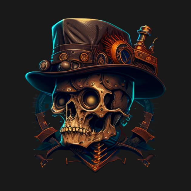 Mechanical skull with hat by Crazy skull