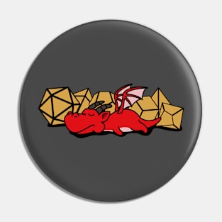 Sleeping Dragon with Polyhedral Dice Set TRPG Tabletop RPG Gaming Addict Pin