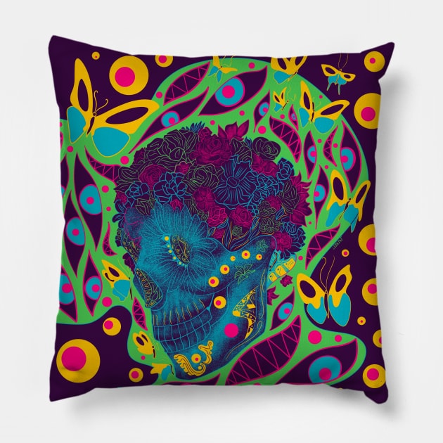 the death with a homunculus smile ecopop Pillow by jorge_lebeau