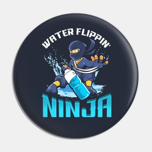 Water Flippin' Bottle Ninja Funny Humor Game Pin