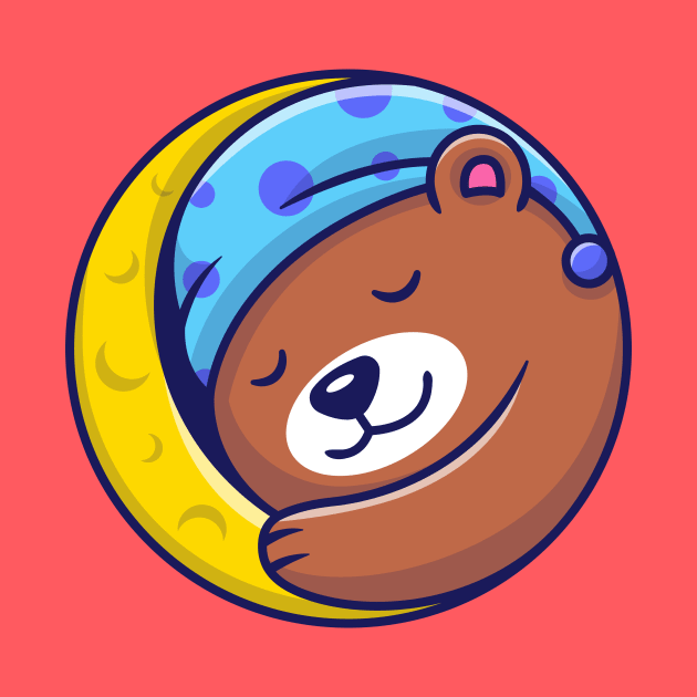 Cute Bear Sleeping On Moon by Catalyst Labs