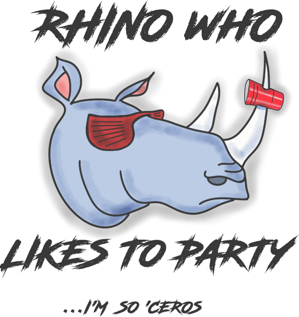 Rhino Who Likes to Party! Kids T-Shirt by Chrisvscap