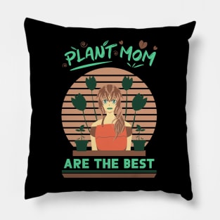 Plant mom planting love in the garden retro anime Pillow