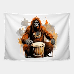 Orangutan playing drums Tapestry