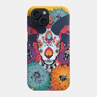 Painted Skull in Flowers Phone Case