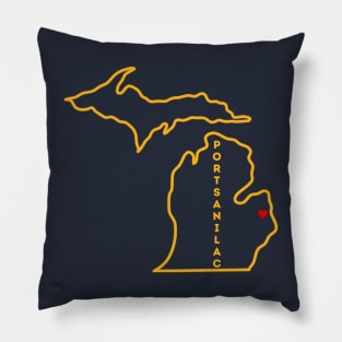 Port Sanilac MI Love (Yellow) Pillow