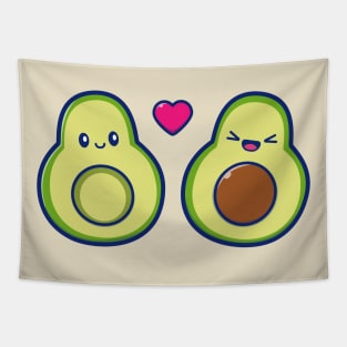 Cute Couple Avocado Cartoon Tapestry