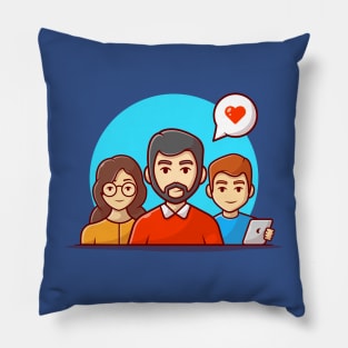 Cute Teamwork Cartoon Vector Icon Illustration Pillow