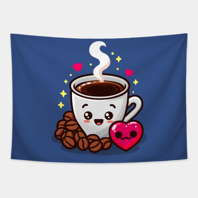 Cute Black Coffee with Love Tapestry by Arief Uchiha