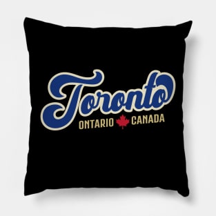 Toronto Ontario Canada Classic Athletic Script Dark Blue Pillow