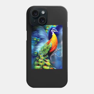 BLUE BACKGROUND STUNNING AND BEAUTIFUL PEACOCK Phone Case