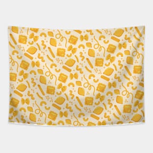 Pattern - assorted pasta shapes on pale yellow Tapestry