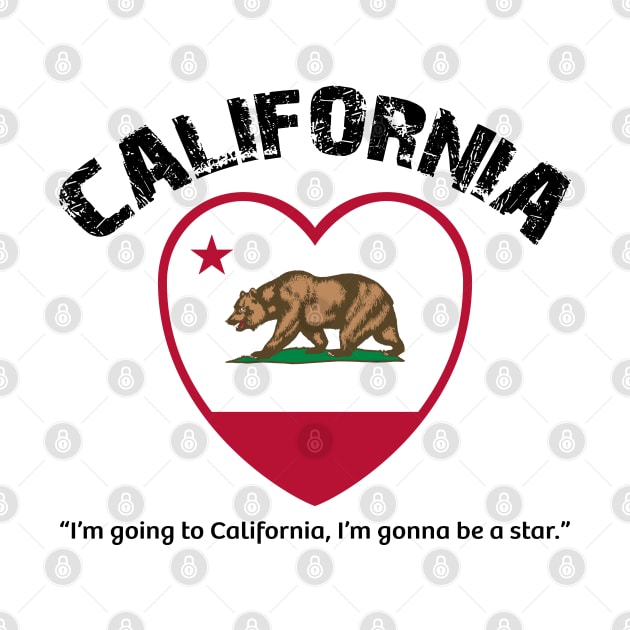 Bear Flag, Flag of California, Grizzly bear, “I’m going to California, I’m gonna be a star.” by egygraphics