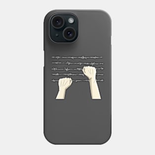Hands climbing barbed wire Phone Case