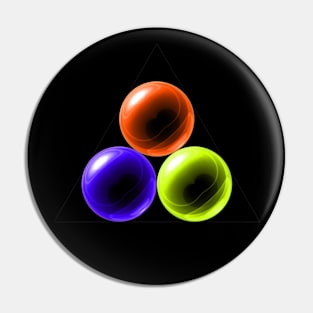 Triangle with Orange, Yellow and Purple Glass Balls Pin